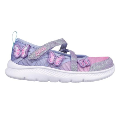 Front - Skechers Girls Comfyflex 2 Butterfly Glitter Trainers