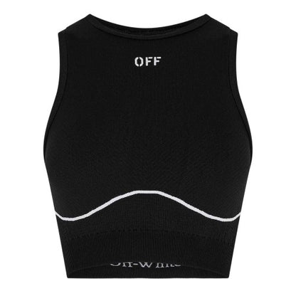 Front - Off White Womens/Ladies Seamless Crop Top