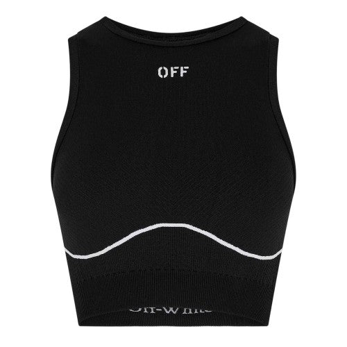 Front - Off White Womens/Ladies Seamless Crop Top
