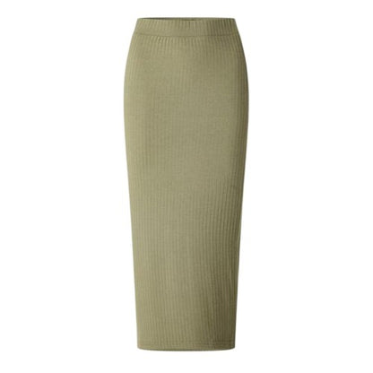 Front - Pieces Womens/Ladies Ribbed Midi Skirt