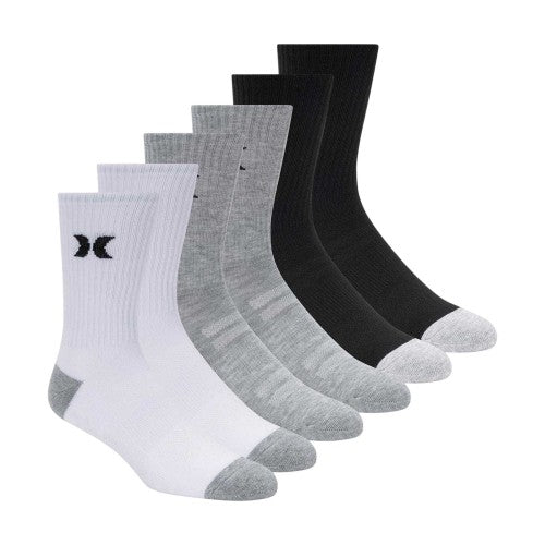 Front - Hurley Mens Crew Socks (Pack of 6)