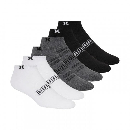 Front - Hurley Mens Low Cut Ankle Socks (Pack of 6)