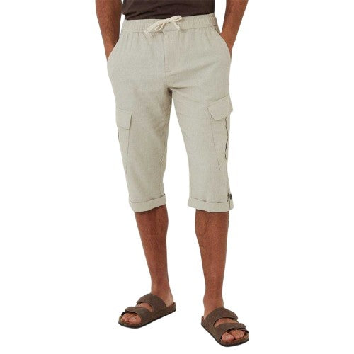 Front - Threadbare Mens Memphis Linen Blend Cargo Shorts