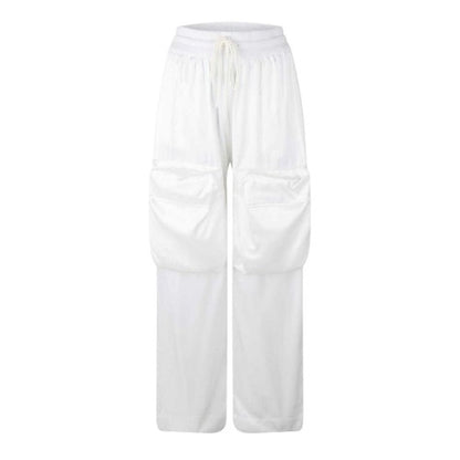 Front - Off White Womens/Ladies Duchesse Satin Cargo Trousers