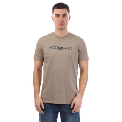 Front - Weekend Offender Mens Shareck Checked Regular T-Shirt