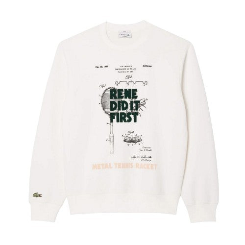 Front - Lacoste Mens Patent Print Pique Sweatshirt