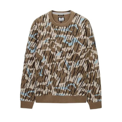 Front - Weekend Offender Mens Camo Knitted Sweatshirt