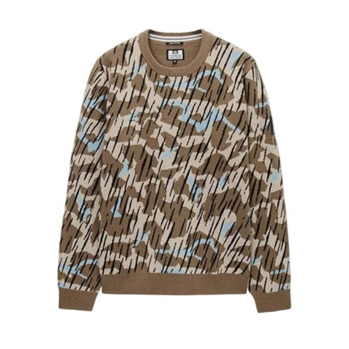 Front - Weekend Offender Mens Camo Knitted Sweatshirt