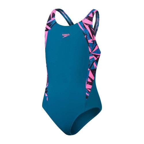 Front - Speedo Girls Muscleback One Piece Swimsuit