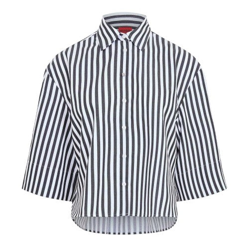 Front - Hugo Womens/Ladies Striped Drop Shoulder Boxy Shirt