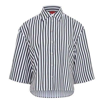 Front - Hugo Womens/Ladies Striped Drop Shoulder Boxy Shirt
