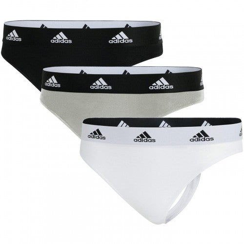 Front - Adidas Womens/Ladies Logo Thong (Pack of 3)