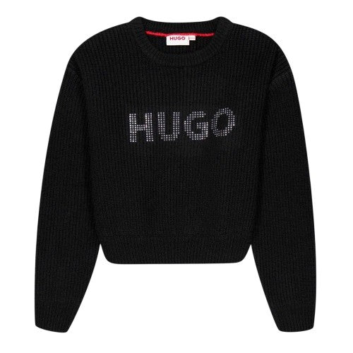 Front - Hugo Childrens/Kids Logo Crew Neck Regular Sweatshirt
