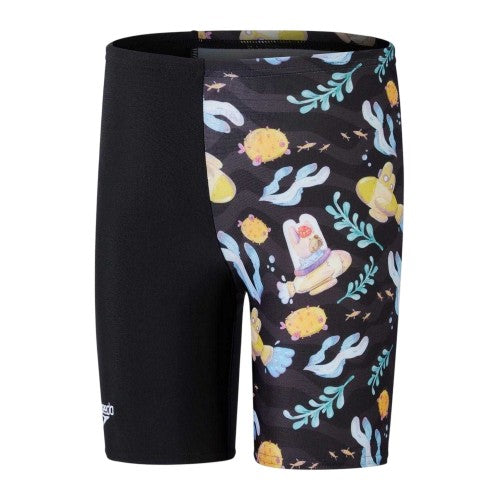 Front - Speedo Boys Jammer All-Over Print Swim Shorts