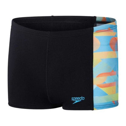 Front - Speedo Boys Aquashort Digital Swim Shorts