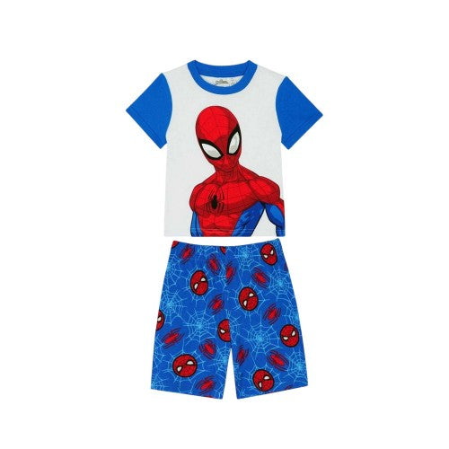 Front - Spider-Man Childrens/Kids Brushed Cotton Short-Sleeved Pyjama Set