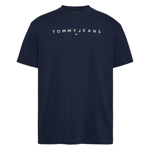Front - Tommy Jeans Mens Linear Logo Regular T-Shirt