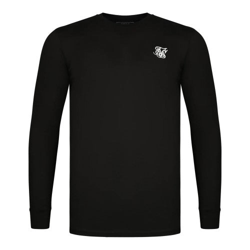 Front - SikSilk Mens Essential Crew Neck Slim Long-Sleeved T-Shirt