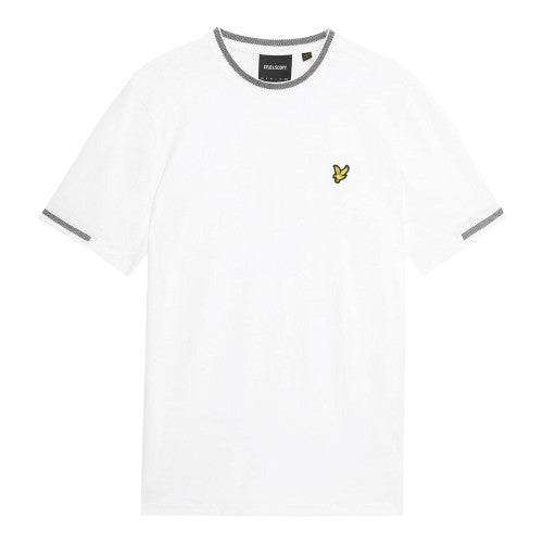 Front - Lyle & Scott Mens Eagle Birdseye Tipped T-Shirt