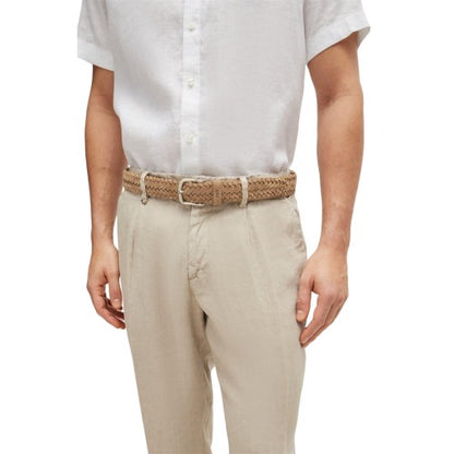 Front - Boss Sash Woven Leather Sueded Belt