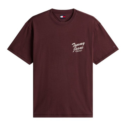 Front - Tommy Jeans Mens Lettering Ribbed Collar T-Shirt