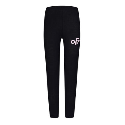 Front - Off White Girls Rounded Slim Leggings