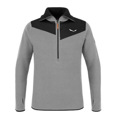 Front - Salewa Mens Zip Neck Slim Fleece Top