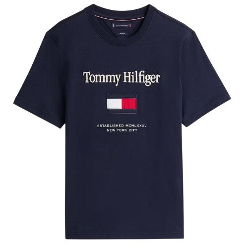 Front - Tommy Hilfiger Mens Flag Embroidered T-Shirt
