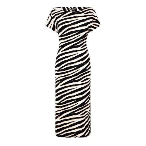 Front - Biba Womens/Ladies Zebra Print Jersey Front Tie Midi Dress