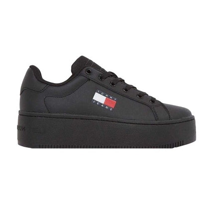 Front - Tommy Jeans Womens/Ladies Icon Leather Flatform Trainers