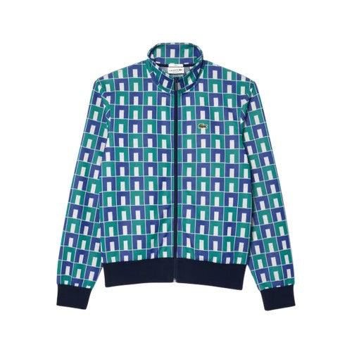 Front - Lacoste Mens Geometric Full Zip Sweatshirt