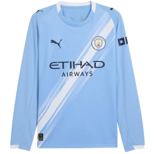 Front - Puma Mens 25/26 Manchester City FC Long-Sleeved Home Jersey