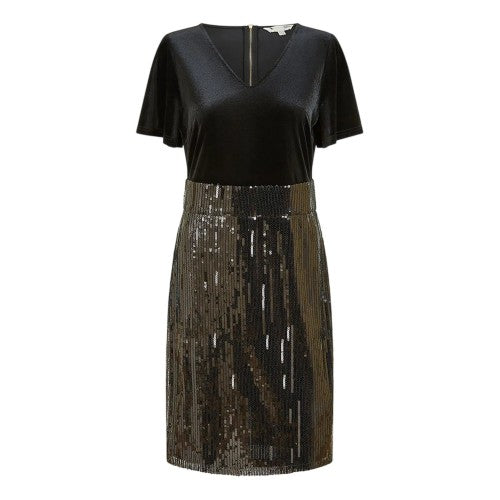 Front - Yumi Womens/Ladies Sequin Velvet Bodycon Dress
