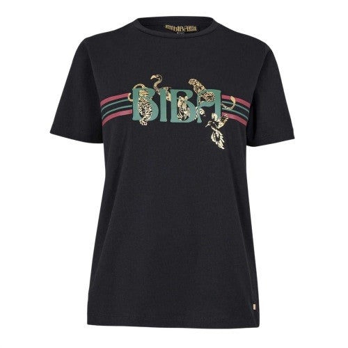 Front - Biba Womens/Ladies Leopard Cotton Logo T-Shirt