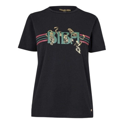 Front - Biba Womens/Ladies Leopard Cotton Logo T-Shirt