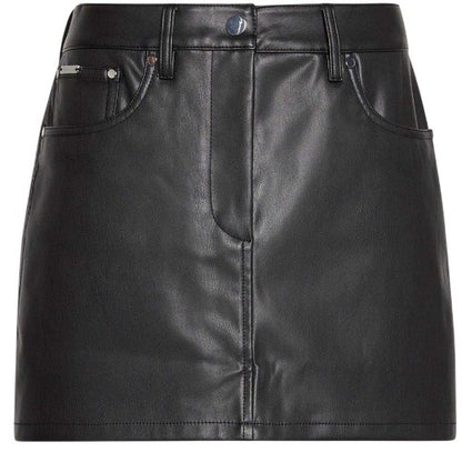 Front - Calvin Klein Womens/Ladies Jeans Leather Mini Skirt