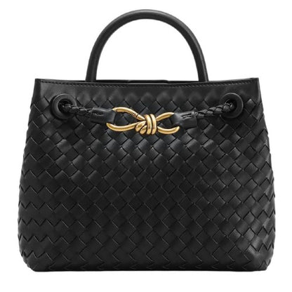 Front - Where´s That From Woven Leather Tote Bag