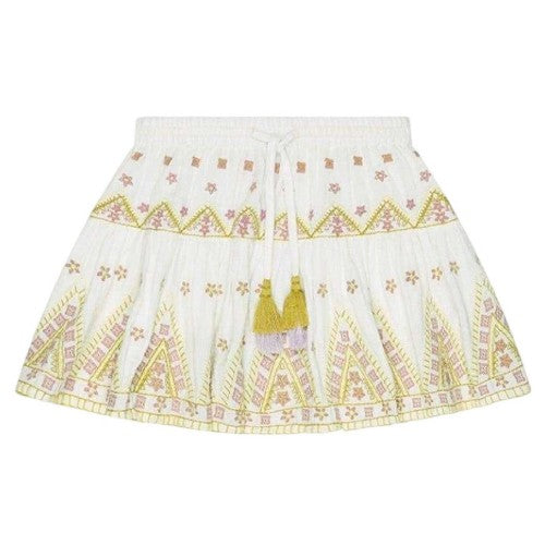 Front - Raffya Girls Staranisse Embroidered Cotton Skirt