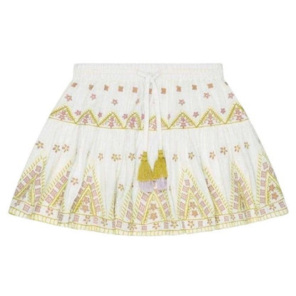 Front - Raffya Girls Staranisse Embroidered Cotton Skirt