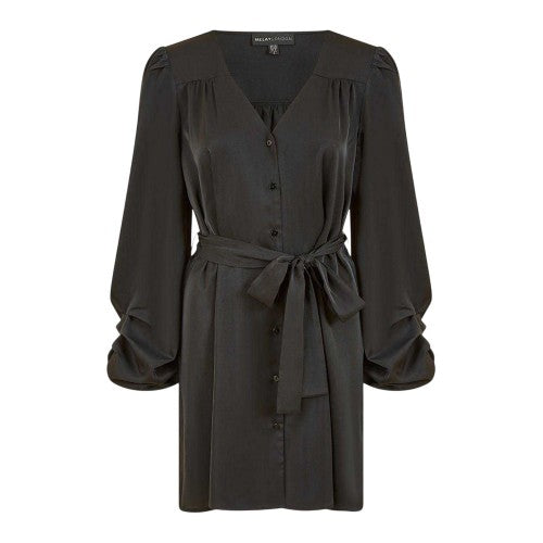 Front - Mela London Womens/Ladies V Neck Balloon Sleeve Mini Shirt Dress
