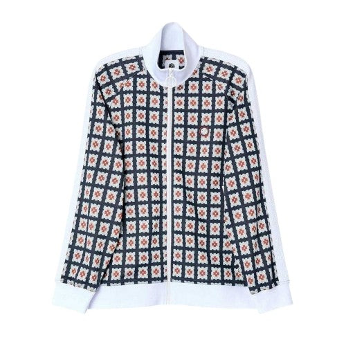 Front - Pretty Green Mens Timperley Geometric Pattern Long-Sleeved Track Jacket