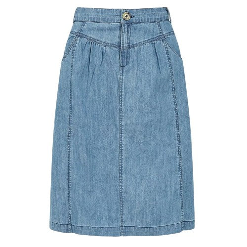 Front - Yumi Womens/Ladies Chambray Regular Midi Skirt