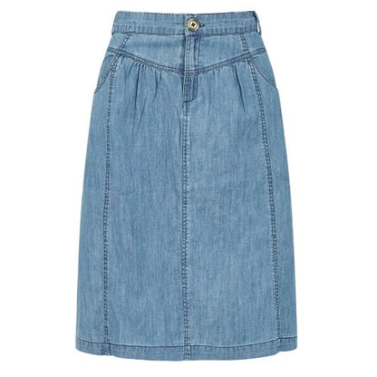 Front - Yumi Womens/Ladies Chambray Regular Midi Skirt