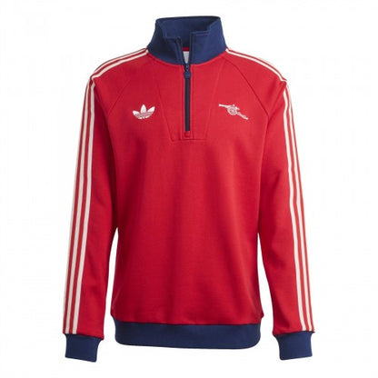 Front - Arsenal FC Mens Adidas Half Zip Raglan Jumper