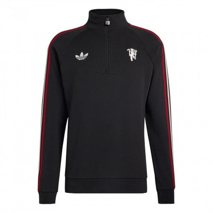 Front - Manchester United FC Mens Originals Adidas Half Zip Jumper
