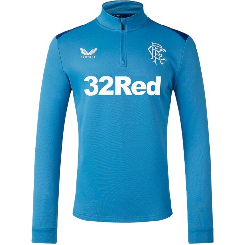 Front - Castore Mens Rangers FC Quarter Zip Training Fleece Top