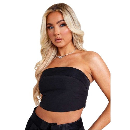 Front - Missy Empire Womens/Ladies Satin Foldover Crop Top