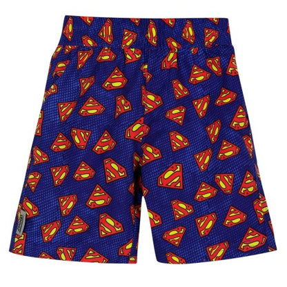 Front - Superman Childrens/Kids All Over Logo Swim Shorts