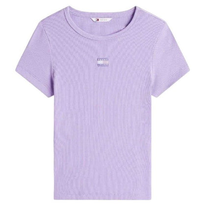Front - Tommy Jeans Womens/Ladies Badge Ribbed Regular T-Shirt