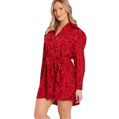 Front - Wednesday's Girl Girls Blur Mini Shirt Dress